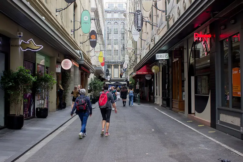 Degraves Street, a Melbourne laneway of small cafés and shops